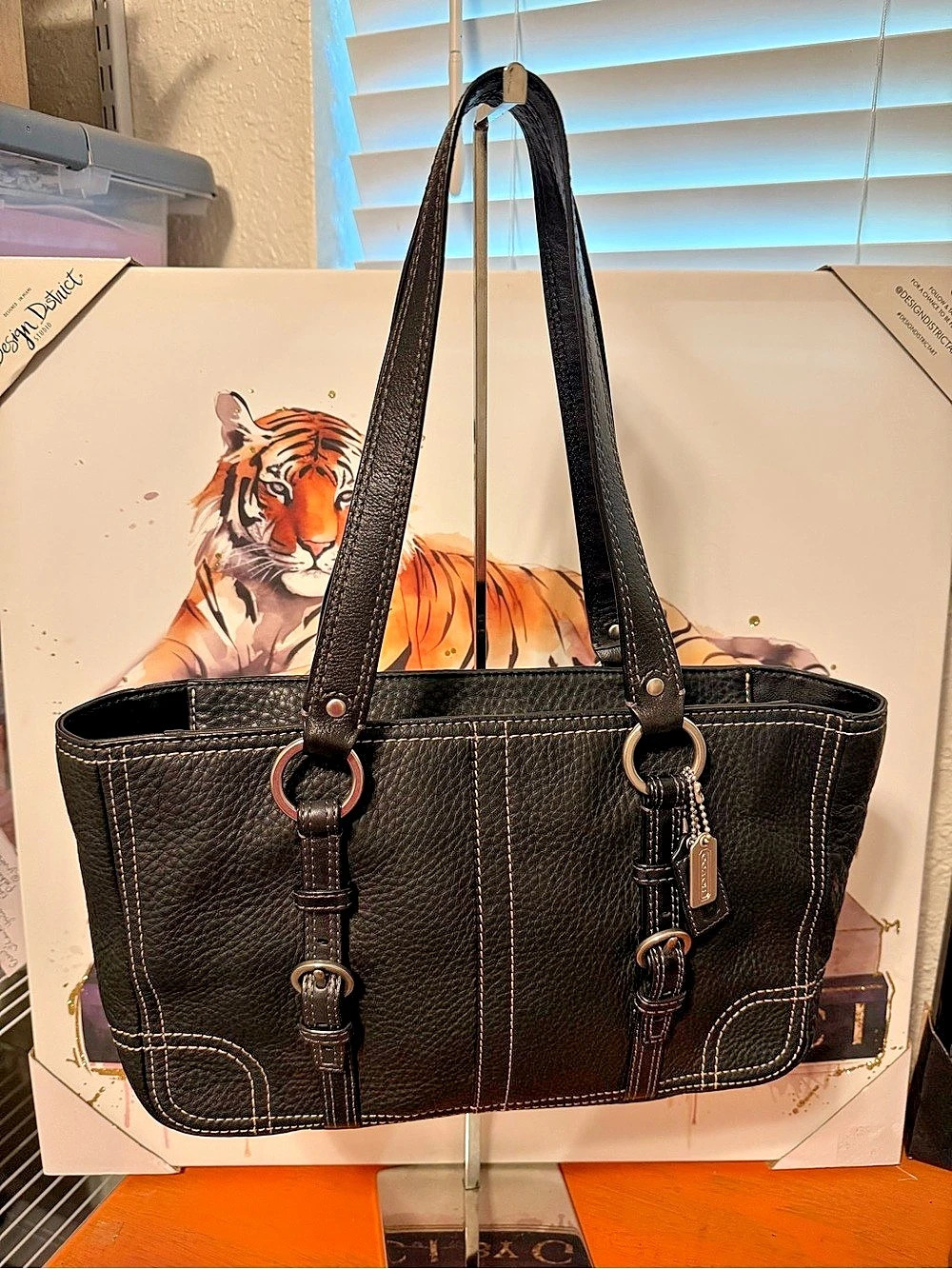 COACH Chelsea Pebbled Leather Black Shoulder Bag VGUC